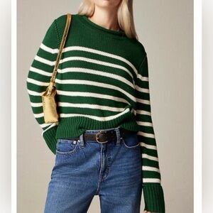 J.Crew green striped roll up sweater XL NWT